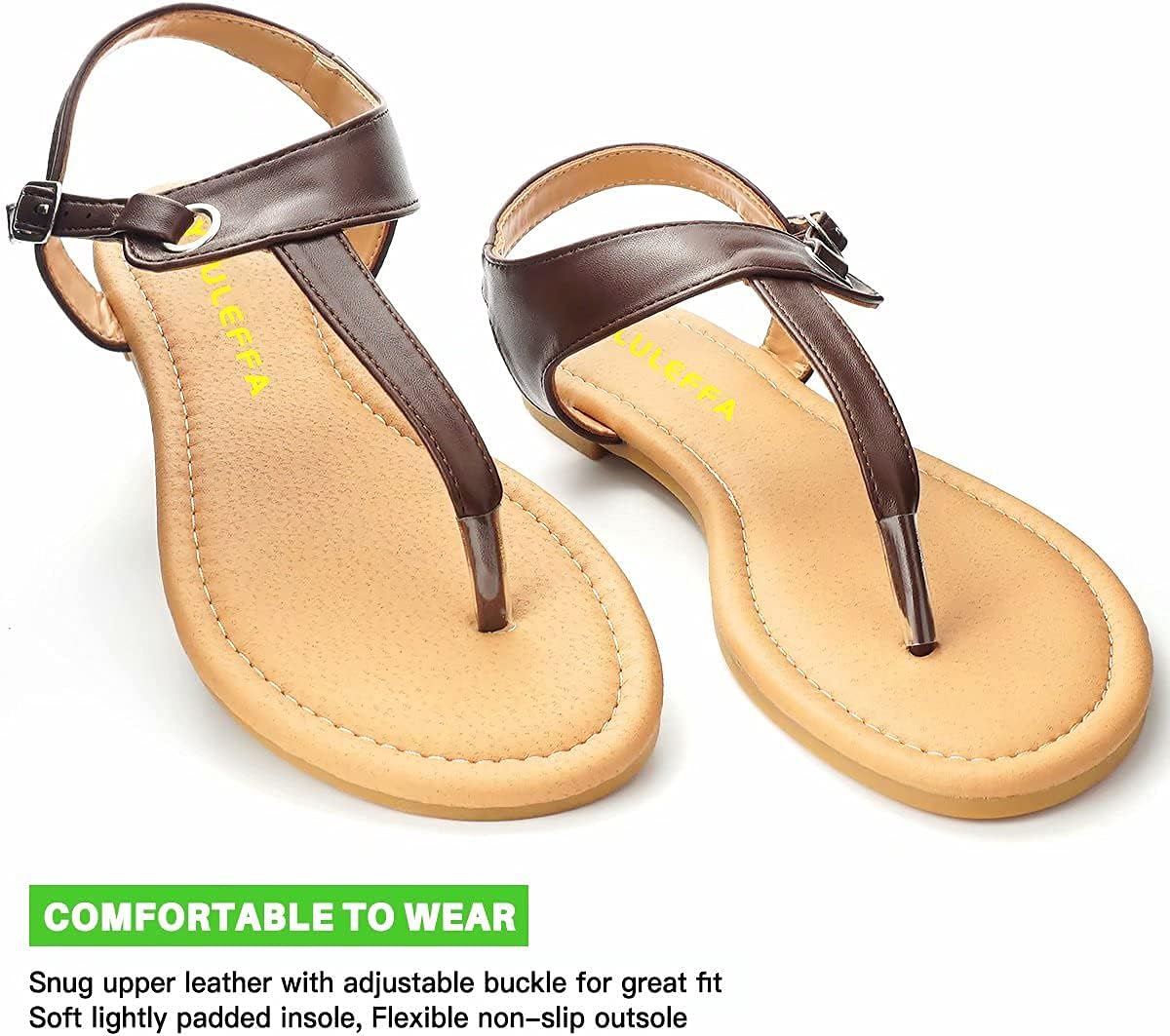 Sandals for women - Womens Comfortable Cute Flat Thong Sandals - Women’s Summer Sandal Shoes with Adjustable Ankle Buckle T-Strap - Image 4