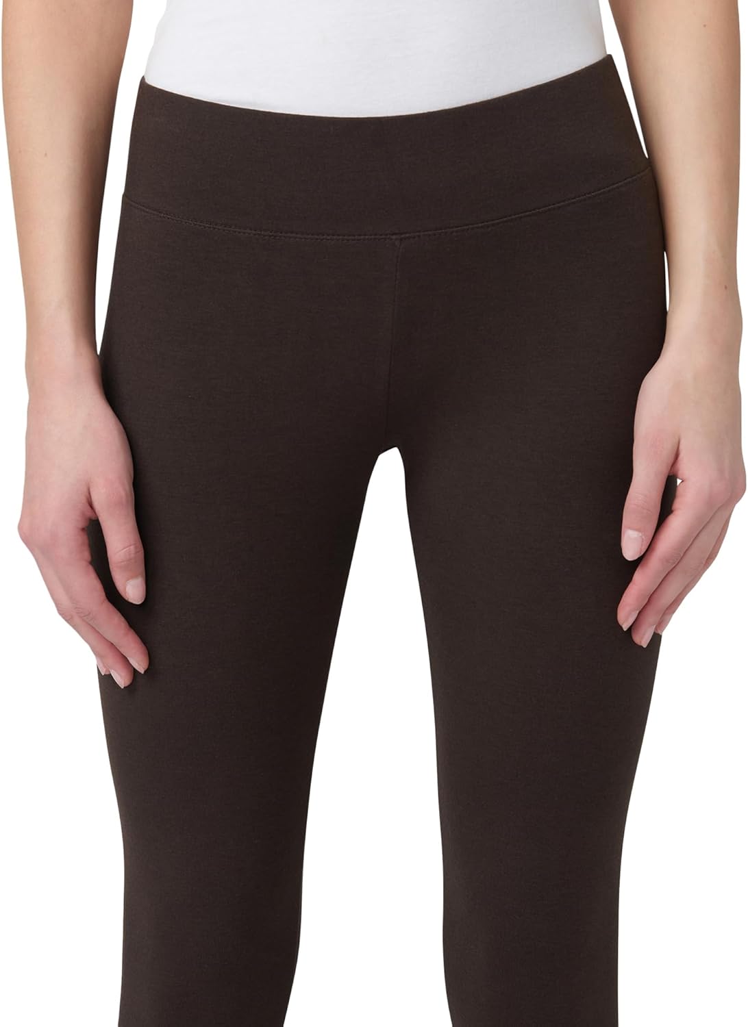 HUE Women's Ultra Soft Cotton Leggings with Wide Waistband, Full and Capri Length - Image 4
