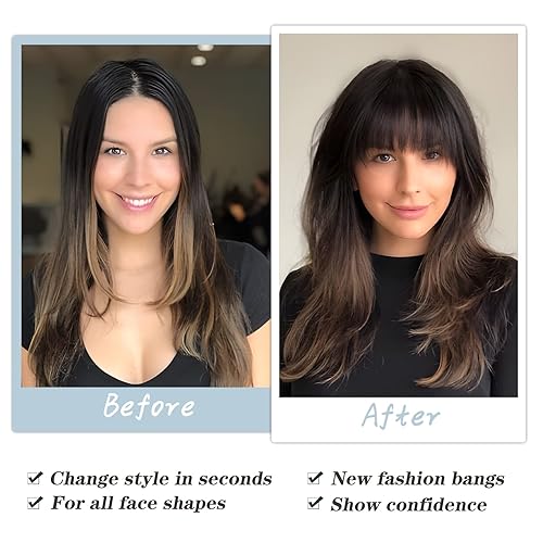 Miniatura 4 de WECAN Flequillo con clip de cabello 100 % real, extensiones de cabello humano francés, flequillo con clip para mujer (flequillo francés, rubio)