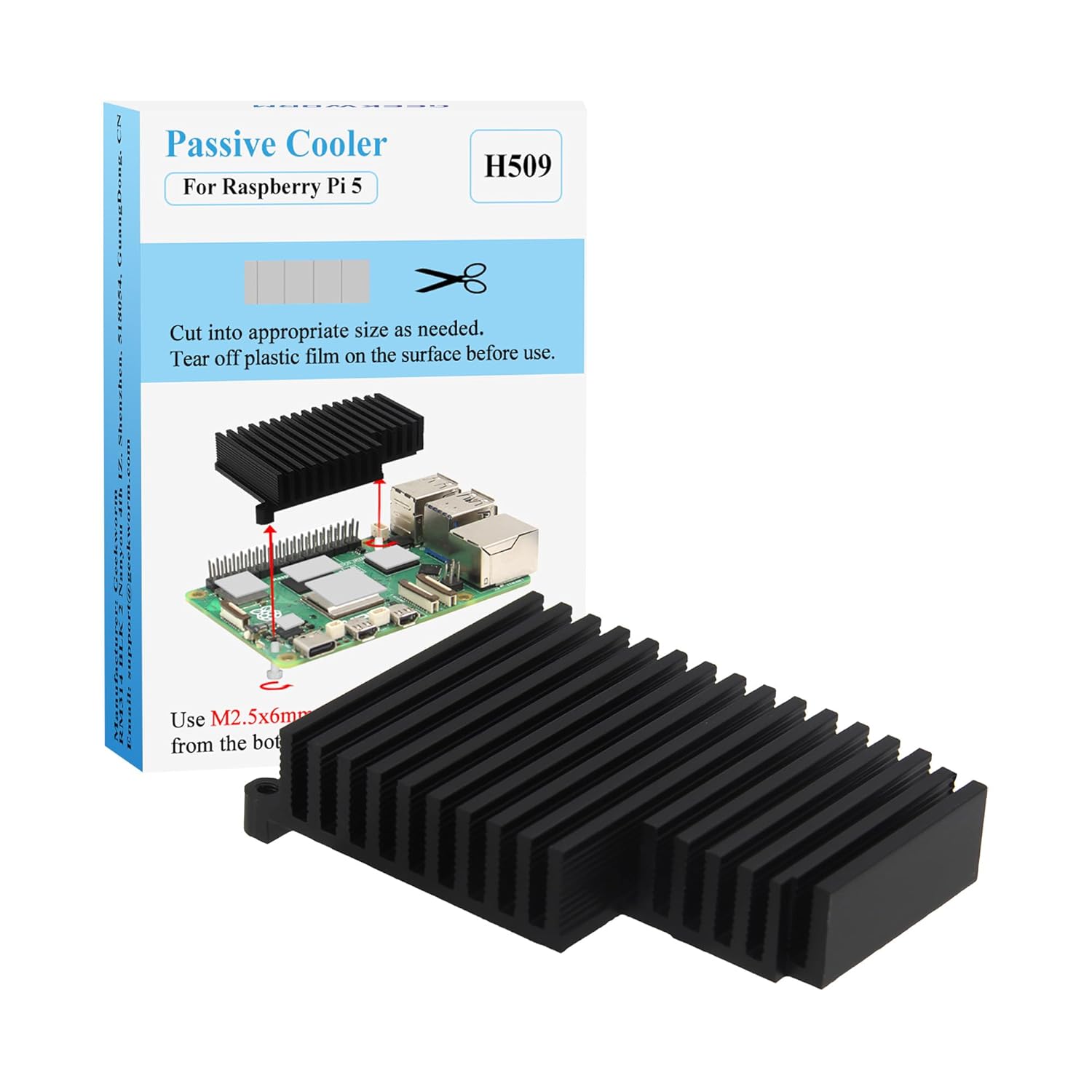 Geekworm 15mm Thickness Aluminum Alloy Passive Heatsink Cooler H509 for Raspberry Pi 5 2GB/4GB/8GB/16GB