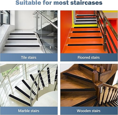 Miniatura 7 de Pionasuicg Protector de vinilo para borde de escalera, borde de goma, fácil de instalar, para exteriores e interiores (4 pies, negro)