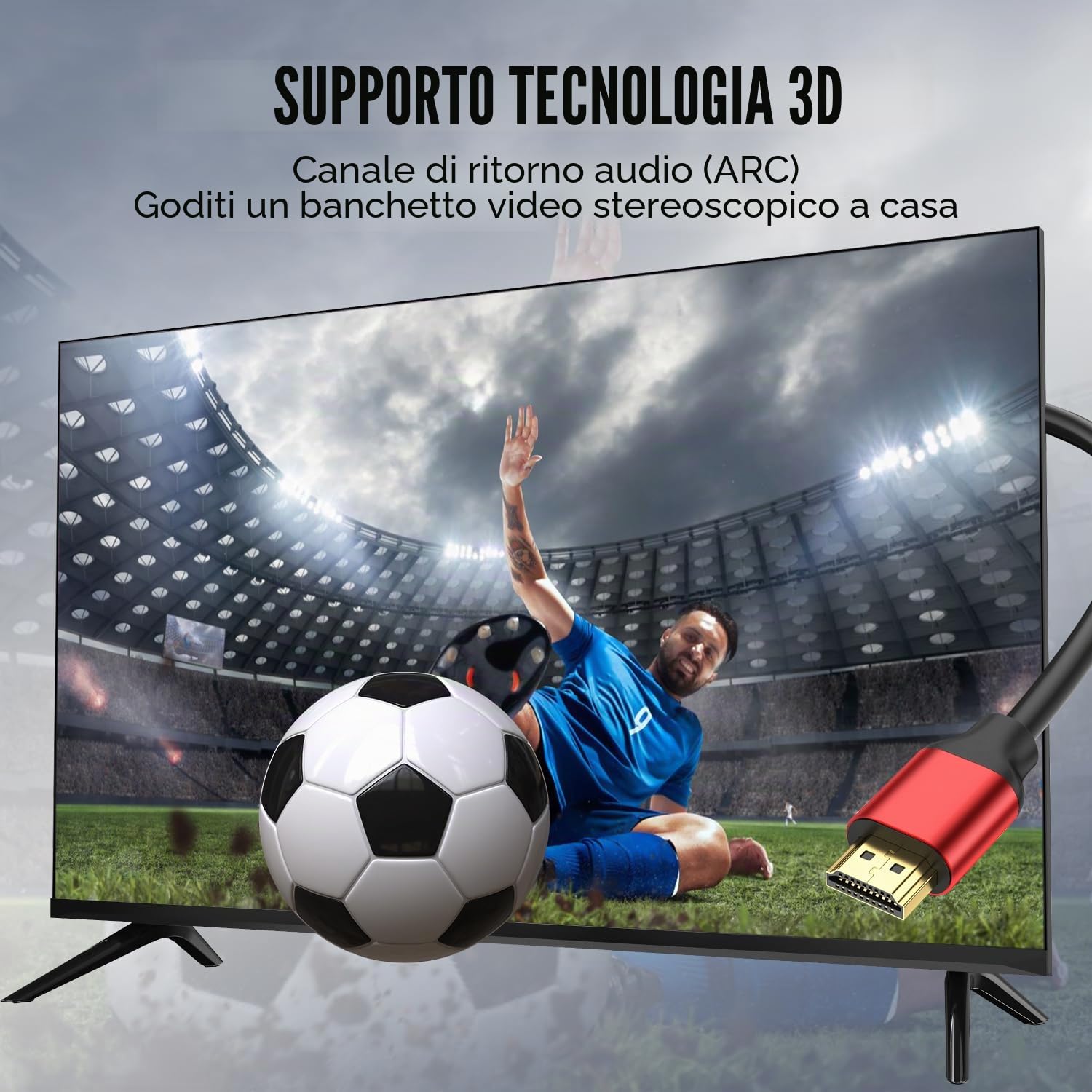 4K cavo Hdmi 25M, cavo HDMI 2.0 ad alta velocità 4K@60Hz 18Gbps, Ultra HD, ritorno audio Ethernet, video 2K, 1080p, 3D, Arc, HDR compatibile con Xbox, PS5, HDTV, laptop ect. (Rosso)