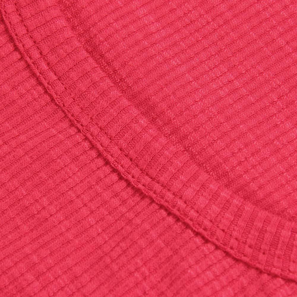 Roselux Women Short Sleeve Scoop Neck Ribbed Fitted Knit Shirt Basic Tight T-Shirts - Image 3