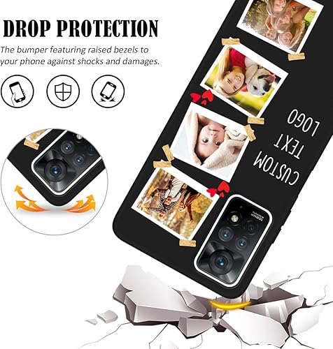 Miniatura 5 de LalatiFy Funda de teléfono personalizada para Redmi Note 11 Pro (5G) y Note 12 Pro 4G con nombre de collage de fotos múltiples, funda de silicona