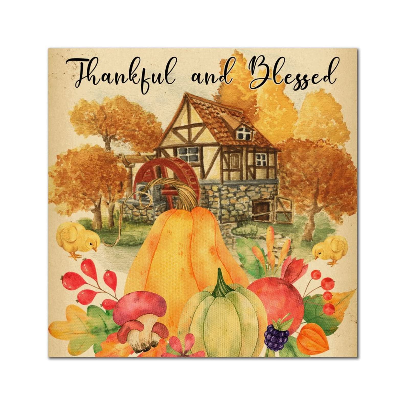 Panneau en bois Thankful and Blessed, message inspirant pour votre foyer