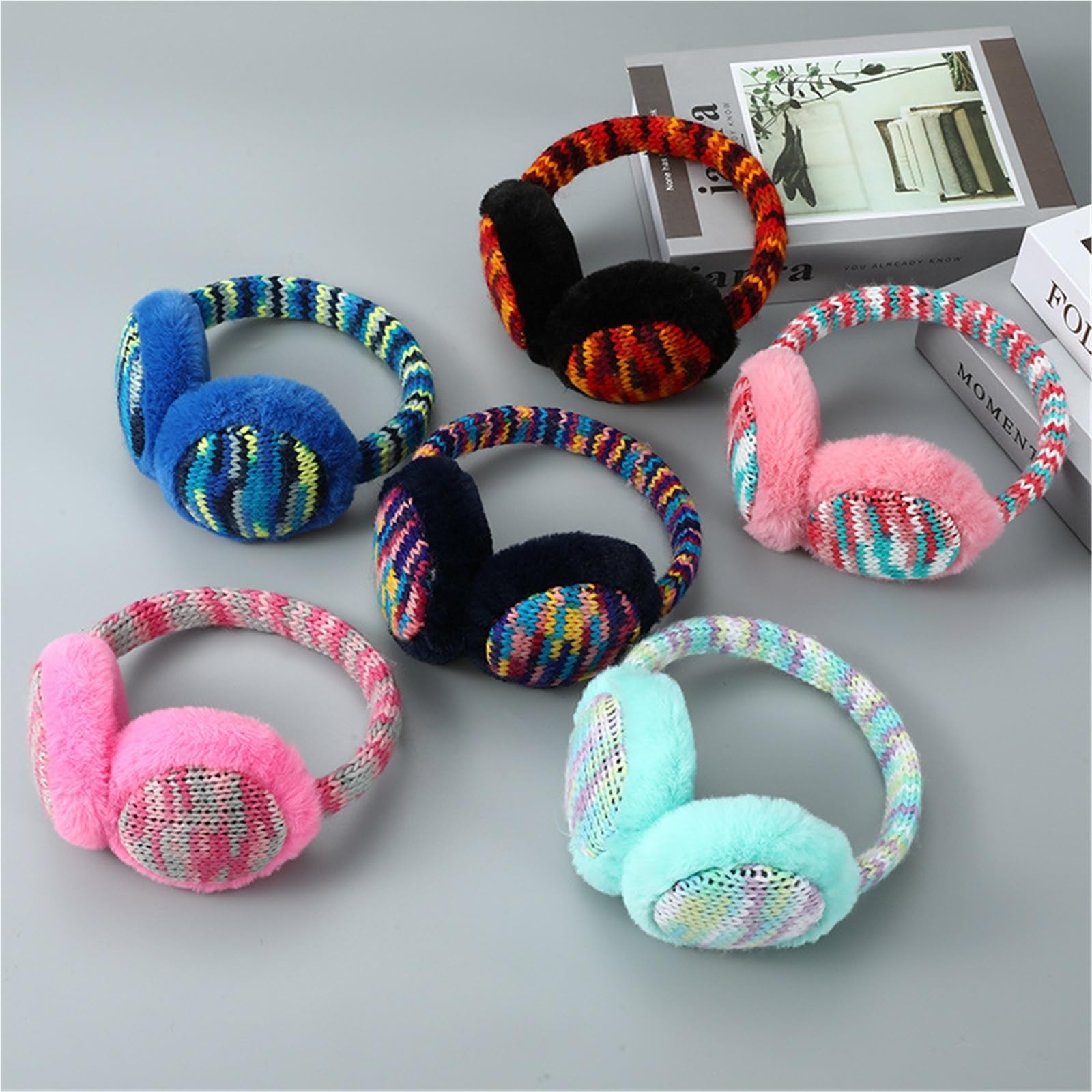 Cache Oreille Protège-Oreilles Cache-oreilles En Jacquard Tricoté, Chauds Et Résistants Au Froid, Peluche Classique Chaud