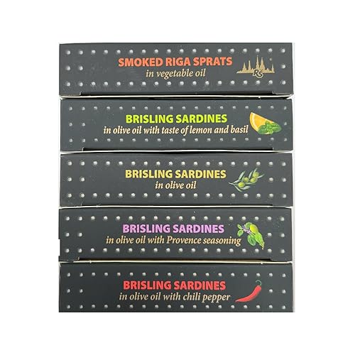 Miniatura 3 de Grilled Catch - Paquete variado de 5 sabores Sampler Wild Caught Brisling Sardinas en aceite de oliva, 4.2 onzas (paquete de 5)