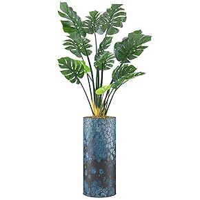 SIGNWIN Monstera Tree with Faded Blue and White...