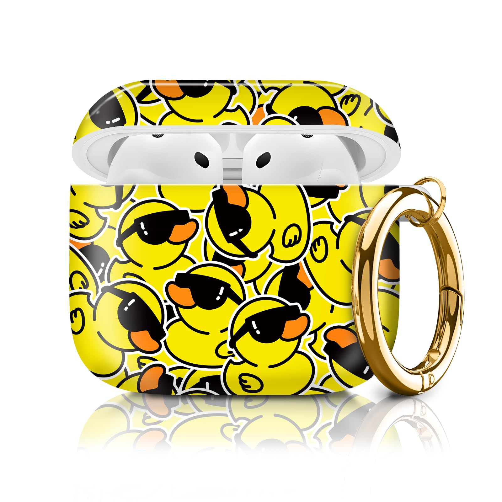 Compatible with Apple Airpods 4th Generation Case Cover(2024), Protective TPU Soft Cases Cover Rugged for Airpod 4 Case with Golden Keychain for Women