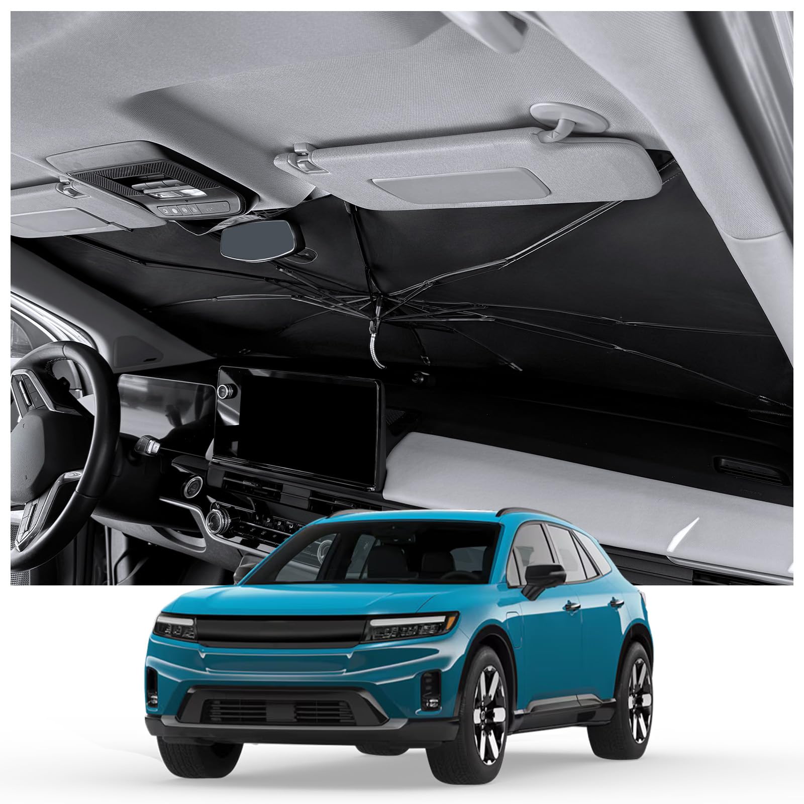 Umbrella Sunshade for Honda Prologue 2024 2025 Accessories, Foldable Windshield Cover Sun Shade Umbrella Visor with UV Block Windshield and Heat Insulation (for Honda Prologue 2024-2025)