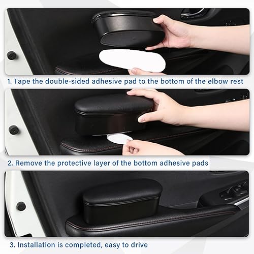 Miniatura 6 de Ziciner Funda de soporte para reposabrazos de automóvil, almohada universal de cuero para reposabrazos de puerta lateral de automóvil, alivia la