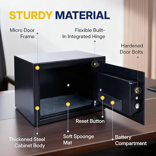 Miniatura 2 de NorthSky Caja de seguridad antirrobo ignífuga, 0.58 pies cúbicos, teclado digital y cerradura de llave, 13.78 x 9.84 x 9.84 pulgadas, adecuada para