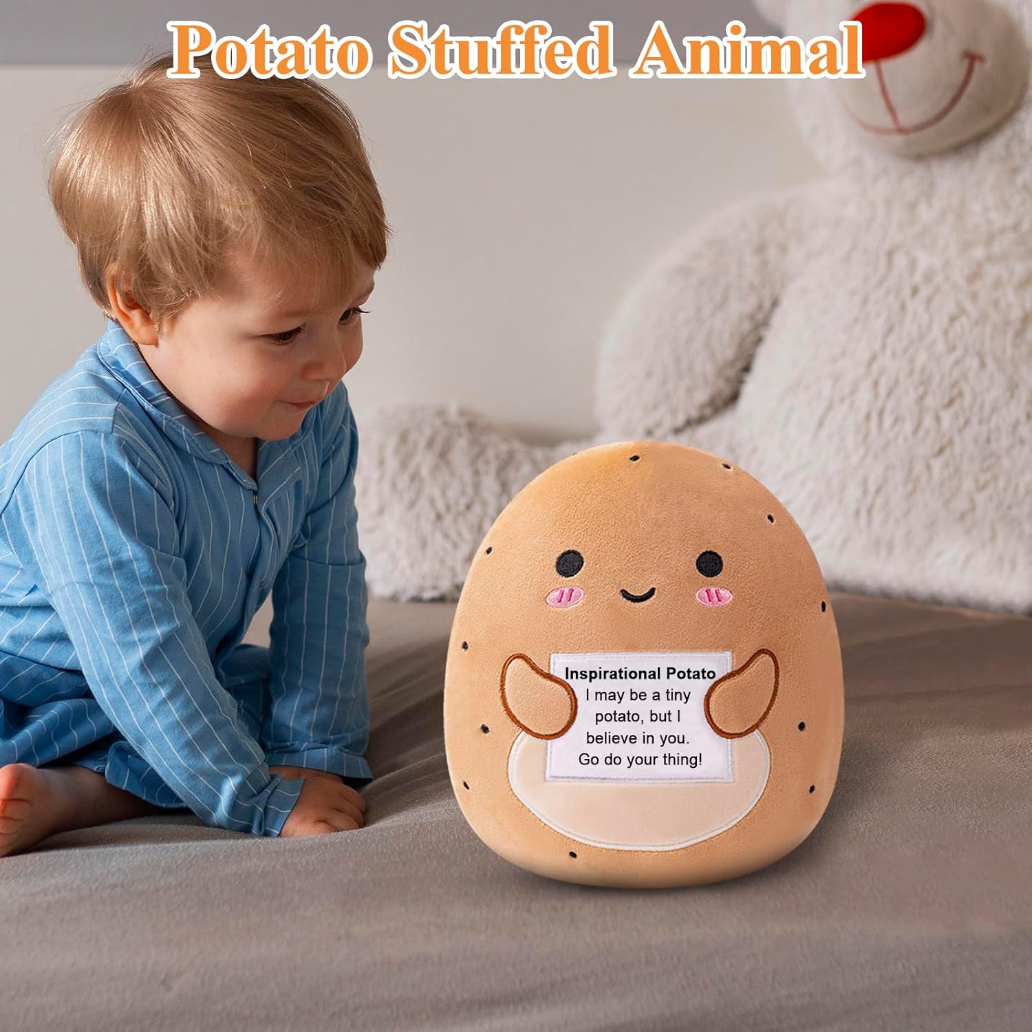 Potato Plush, Cute Potato Stuffed Animal, Positive Doll Funny Reduce Pressure Toy Cheer Up Gifts for Girls Boys Party Decor 10" - Image 6