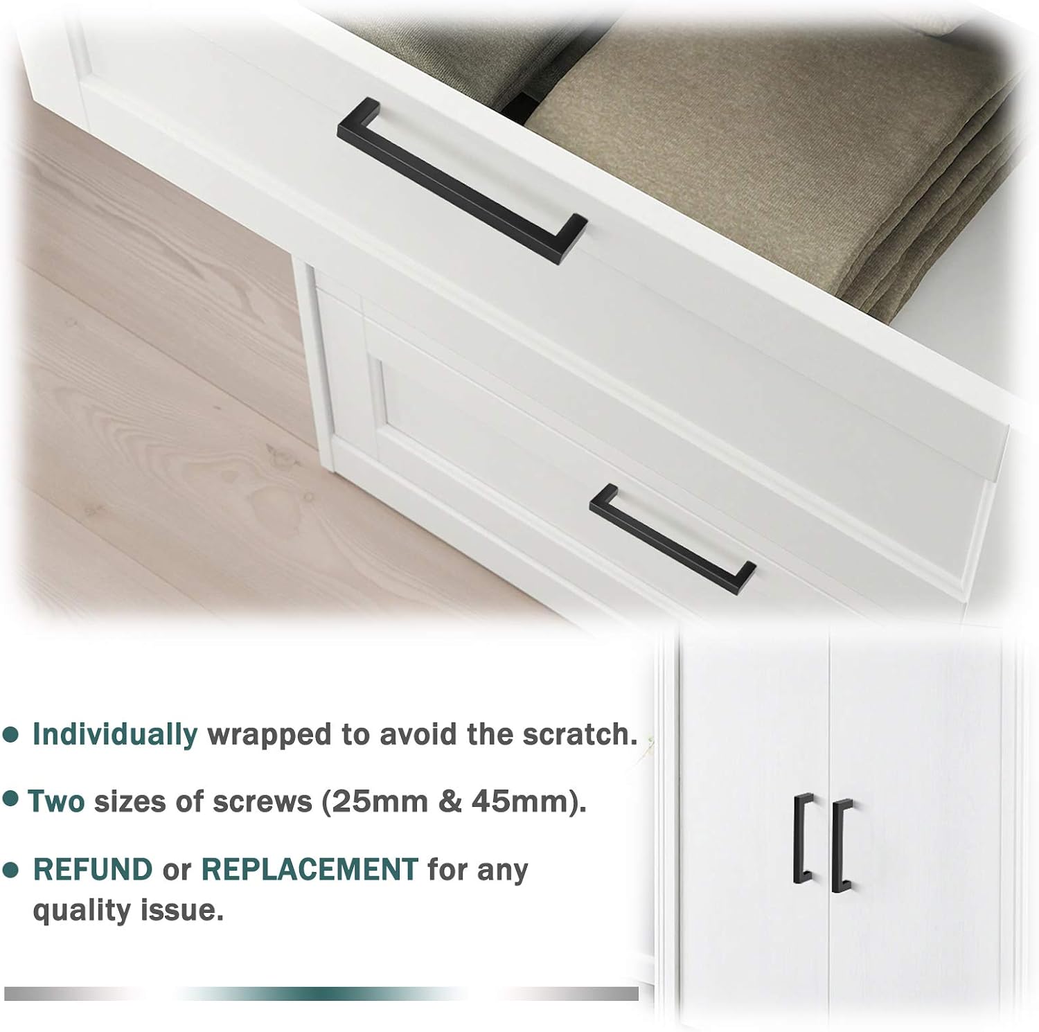 Wееklу Tор Sаlе GOBEKOR 25 Pack Kitchen Square Cabinet Handles 5in(128mm) Hole Center Matte Black Kitchen Cabinet Pulls, Modern Black Drawer Pulls Black Cabinet Handles for Kitchen Cabinets