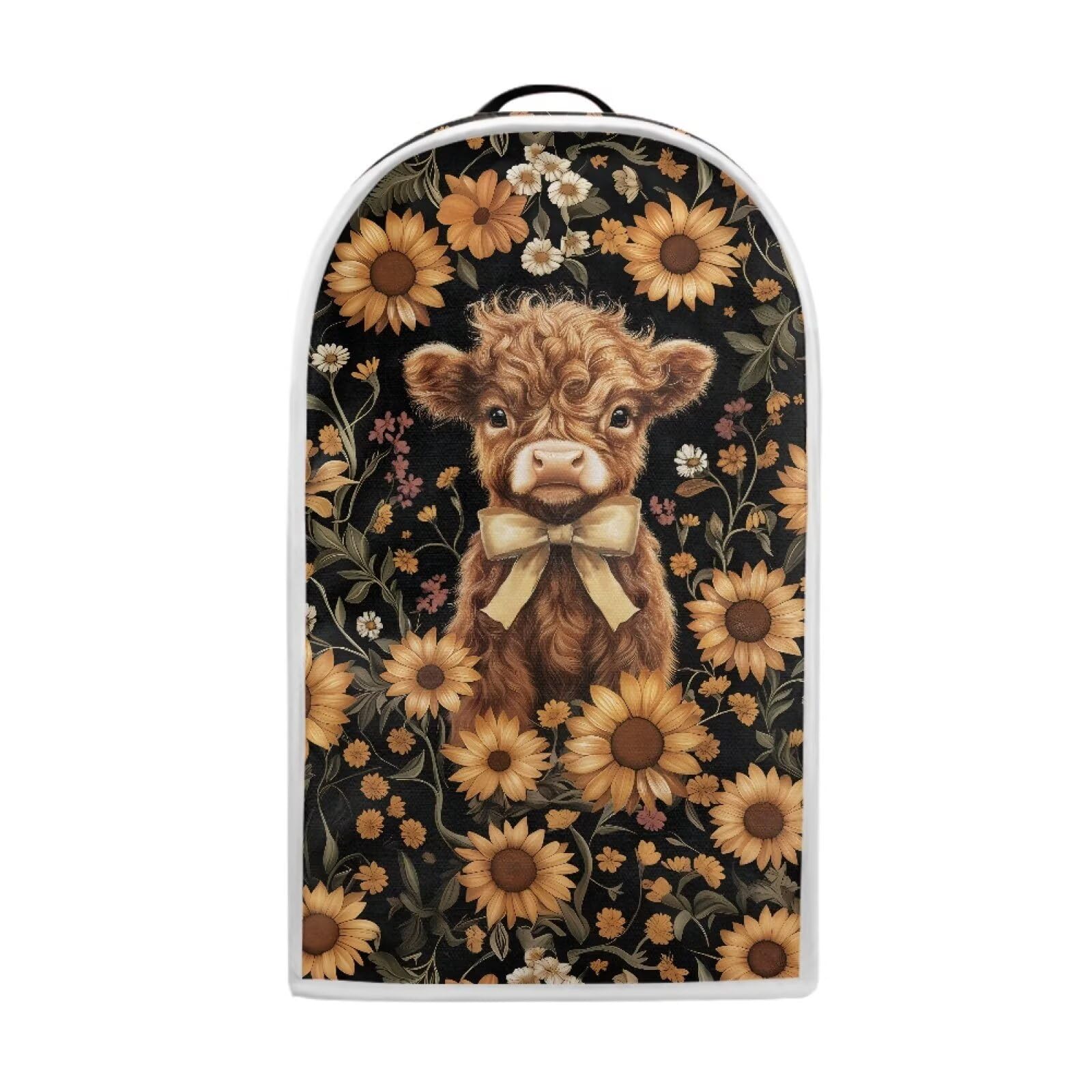 Talayituse Highland Cattle Sunflower Print Blender Dust Cover, Fingerprint Protection Cover for Stand Mixer or Coffee Machine, Home Kitchen Appliance Covers for Stain Dust Resistant Supplies