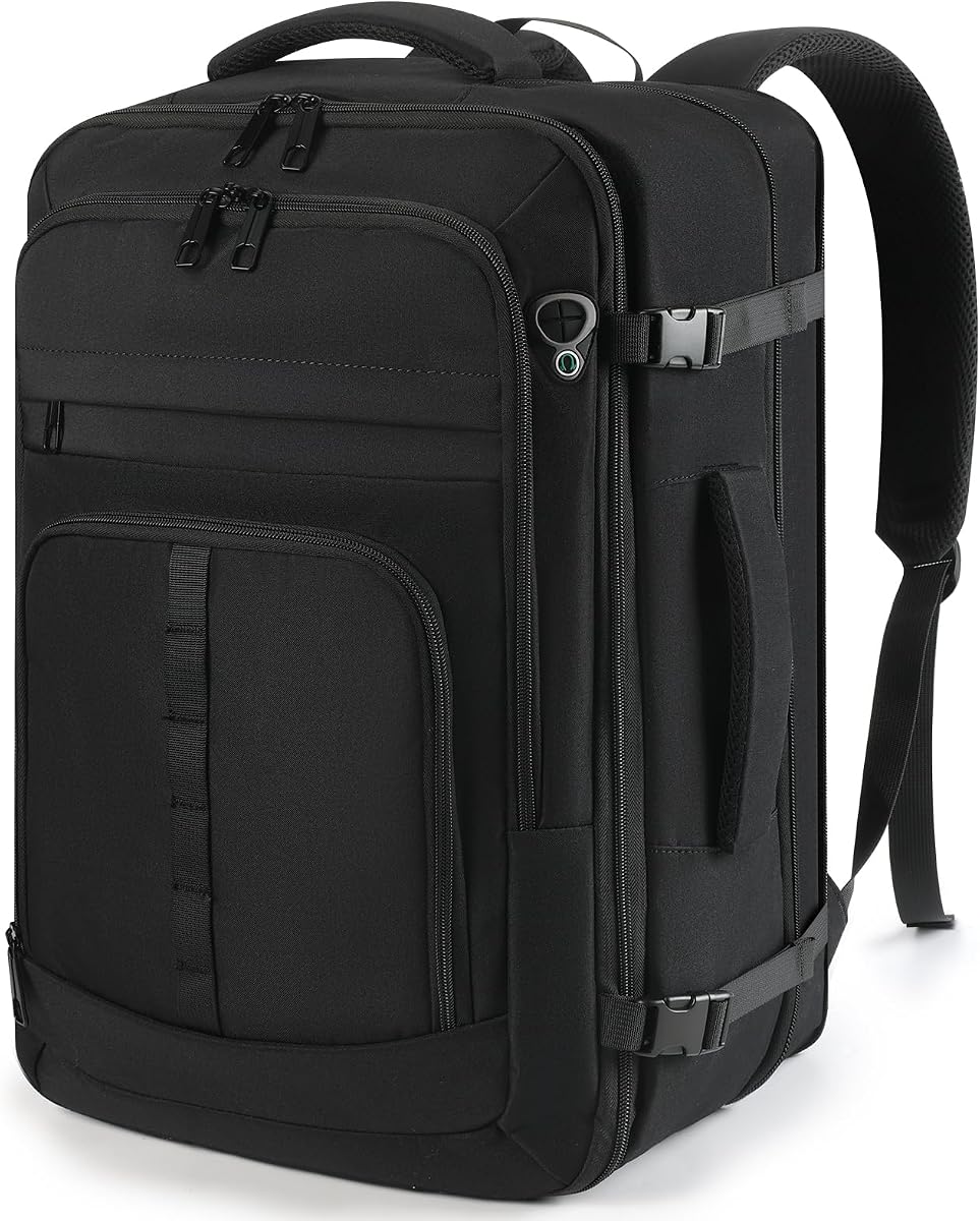 Carry On Backpack for Men,Expandable Travel Backpack with Water Resistant | Flight Approved,Mochila de viaje,Fits 17.3”Laptop with Headphones Port,Lightweight weekender Bag for Business,40L,Black