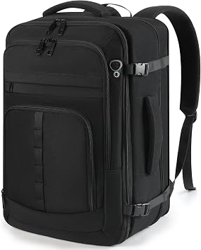 Travel Backpack,Carry on Backpack Expandable 40-50L with USB Cable Port,Fits 17.3 Inch Laptop Notebook,Water Resistant Business Travel Laptop Backpack for Men Women Weekend Trips,Daily Travel,Black