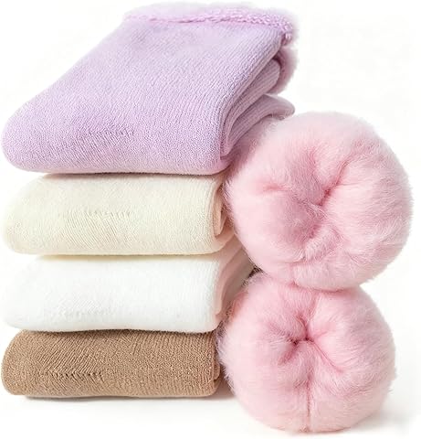 5 Pares Calcetines Térmicos de Invierno Gruesa para Mujer Talla 35-40, Multicolor Suave Cómodo Calcetines Termicos Gordos Mujer Invierno para Dormir Casa