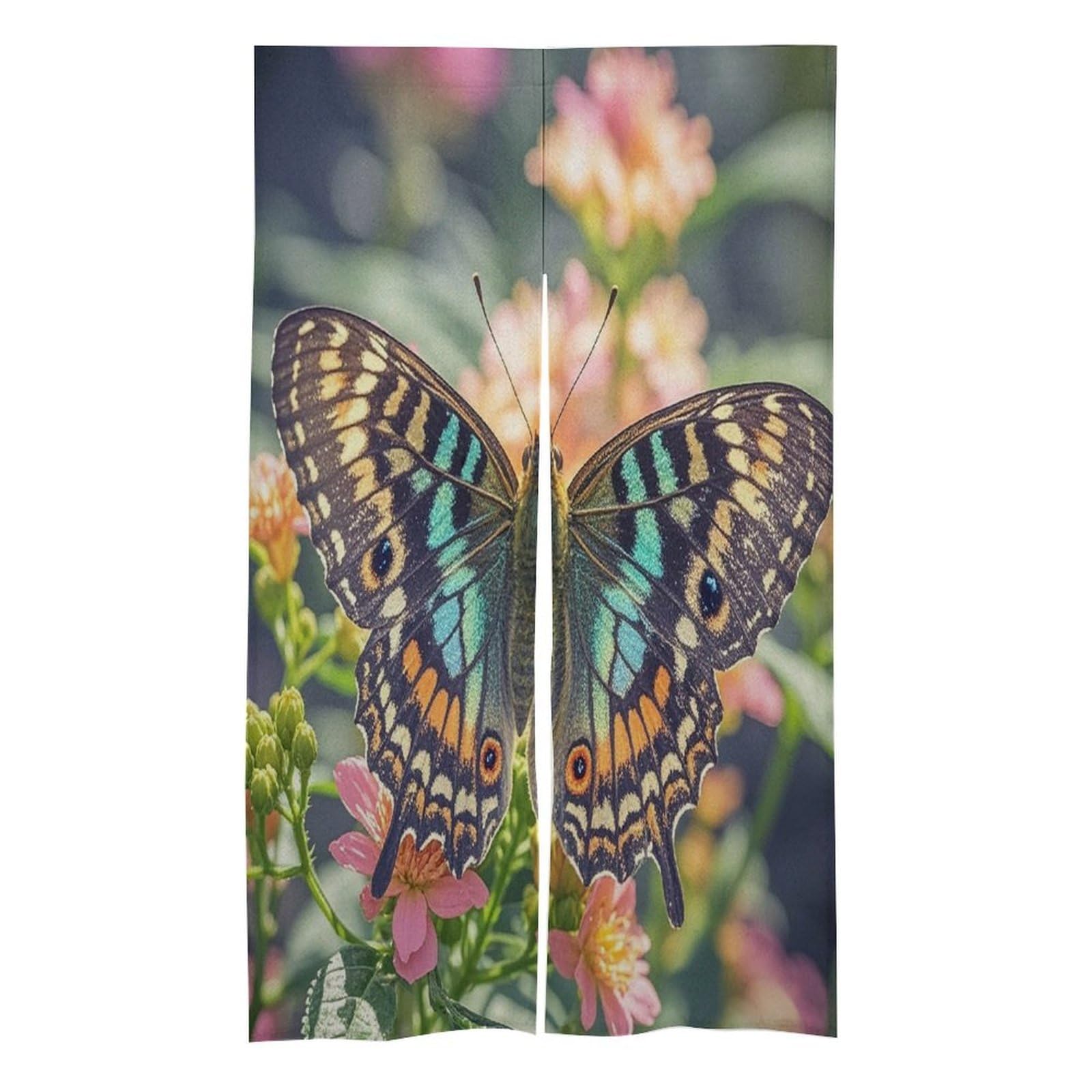 FekiLoot Butterfly Door Curtain Splice Japanese Style Theme Blackout Doors Cover Hemp Door Tapestry Temperature Protection Barrier Doors Screen for Various Rooms 17W X 57L Inch