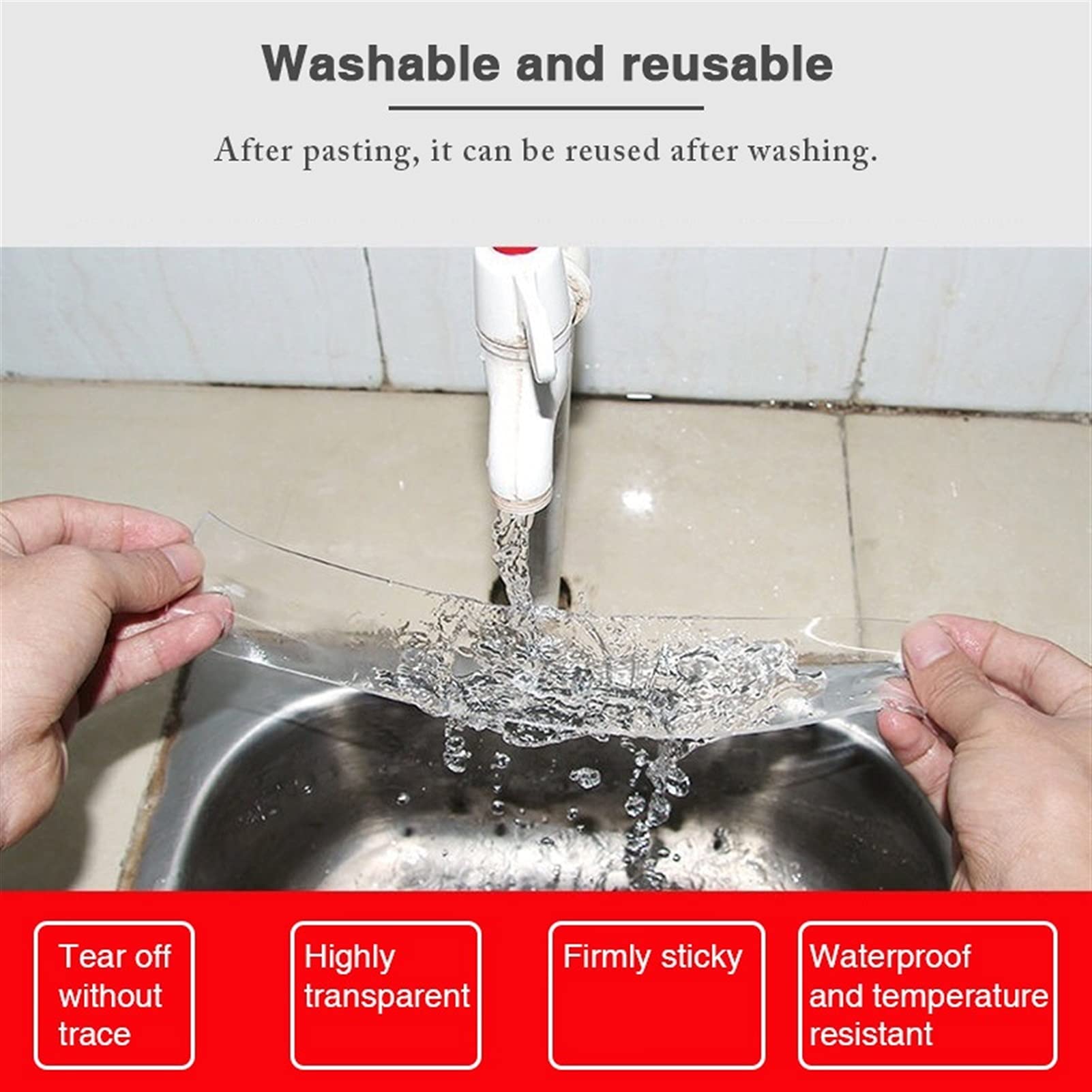 Cinta Adhesiva for Cocina, Rollo de Cinta Adhesiva Impermeable, Cinta Adhesiva de Doble Cara de 10m for Colgar en la Pared del hogar(50mm*10m)