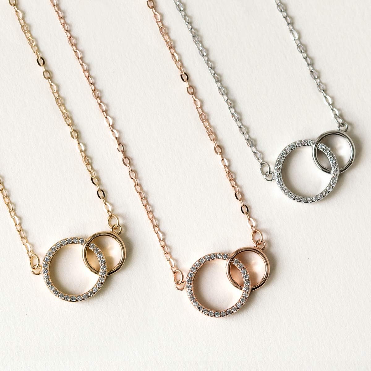 A+O Sister Gift- Interlocking Circle Necklace or Bracelet in Gold, Rose Gold, Sterling Silver