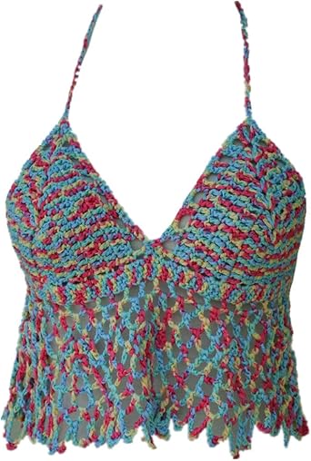 Black Bikini Halter Top Handmade Crochet Crop Top