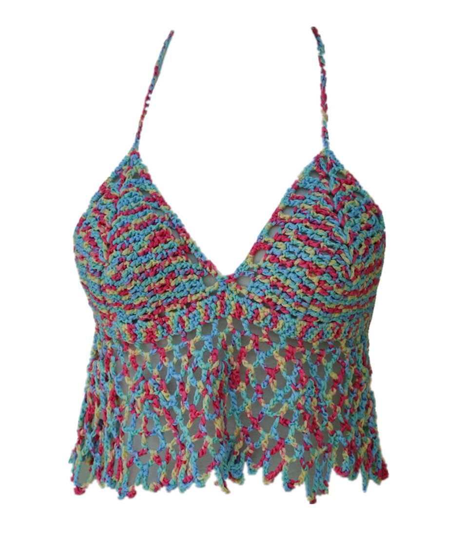 Black Bikini Halter Top Handmade Crochet Crop Top