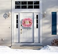 Vista 4 de 1 juego de corona de Navidad rosa, decoraciones de Navidad, decoración para el hogar, decoración rosa, guirnalda de luz, corona de Navidad, corona