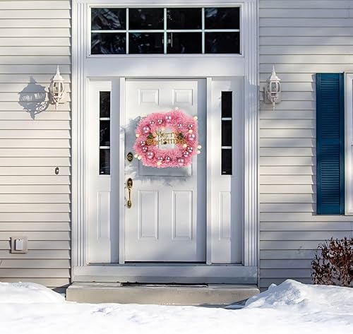 Miniatura 4 de 1 juego de corona de Navidad rosa, decoraciones de Navidad, decoración para el hogar, decoración rosa, guirnalda de luz, corona de Navidad, corona