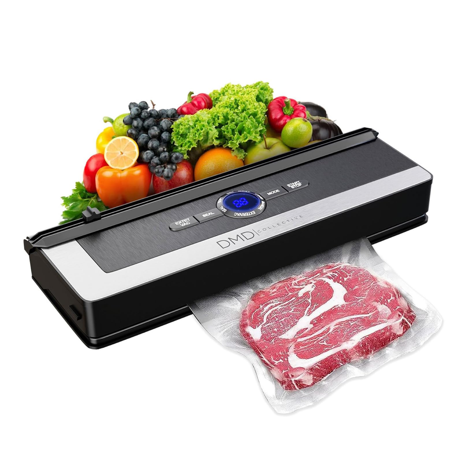 FHRKA Vacuum Sealer Machine with 30cm Longer Seal, Built-in & LED Digital Countdown Display, Modes for Vacuum Seal, Wet/Dry