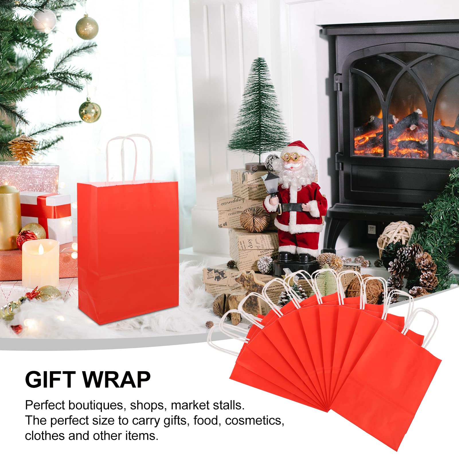 NOLITOY 25 Piezas Bolsas de Obsequio de Papel Kraft Rojas Unidades para Fiestas Navideñas Bolsas para Guardar Dulces para Regalos de Festivales Uso Eventos de Año