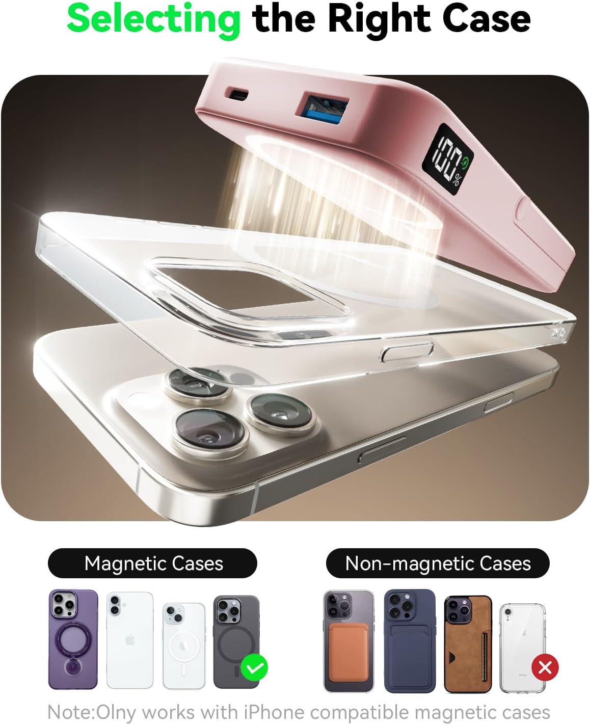 Comparison of magnetic and non-magnetic phone cases for wireless charging