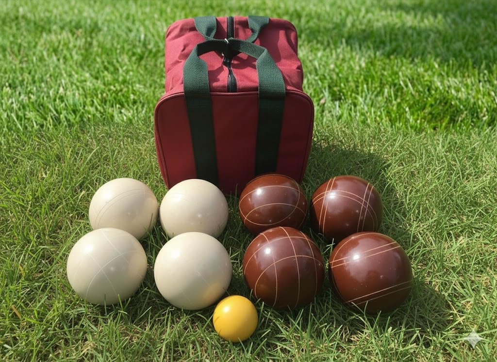 BuyBocceBalls Listing - Made in USA, Premium Quality Tournament Bocce Set - 998 Grams (2 lbs. 3.2 oz.). - 110mm Dark red and White Balls - NO Bag Option