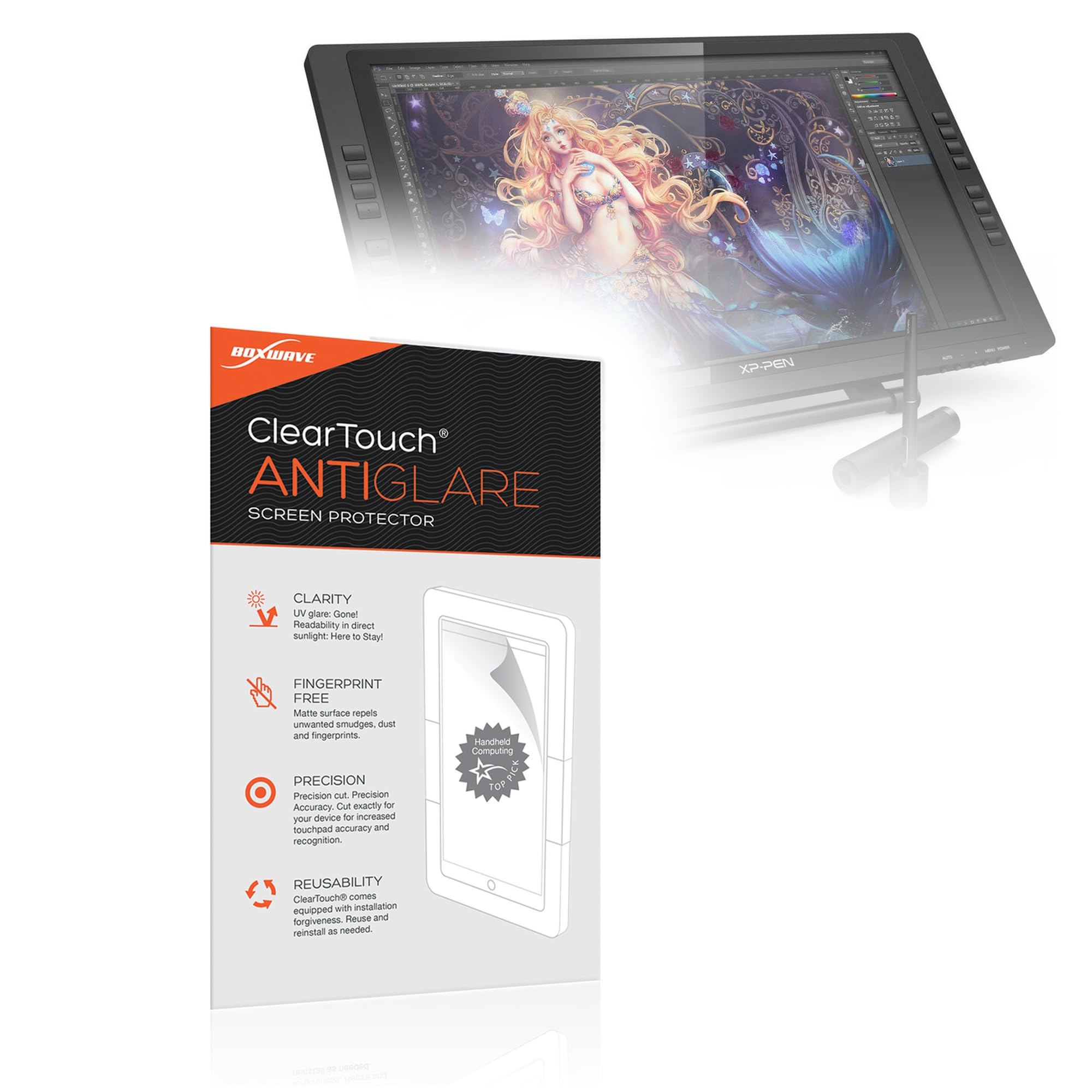 BoxWave Screen Protector Compatible with XP-Pen Artist Display 22 Pro - ClearTouch Anti-Glare (2-Pack), Anti-Fingerprint Matte Film Skin