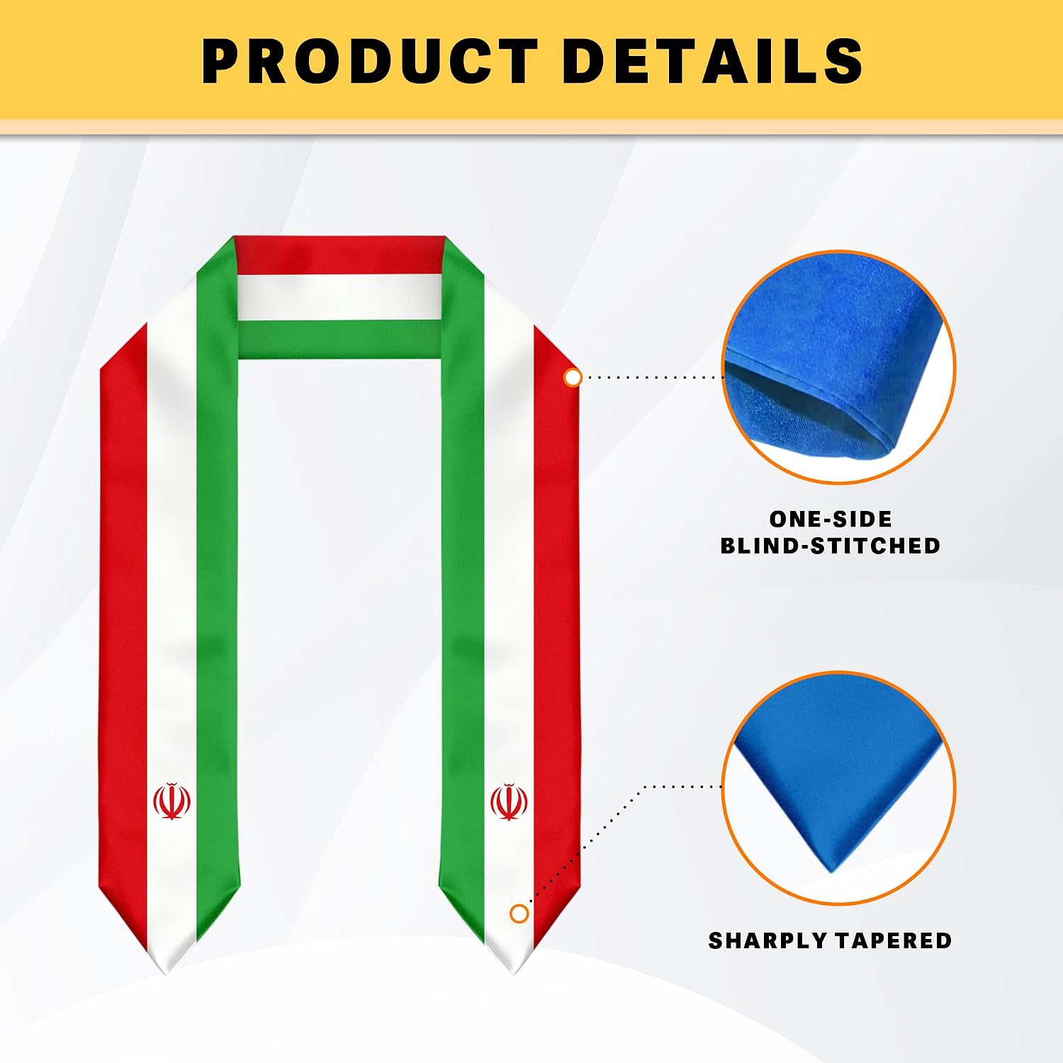Iran Flag Graduation Stole Graduation Sash Scarf for International Student Abroad Adult Unisex