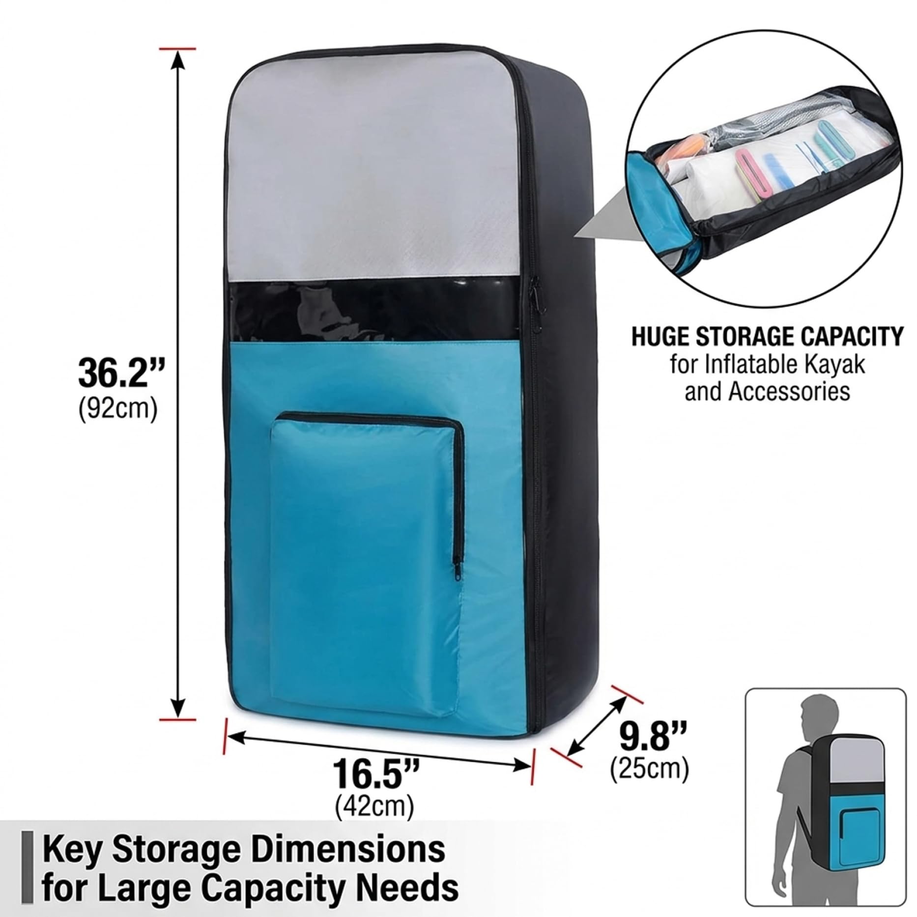 Paddle Board Bag Rucksack, 600D Nylon Surfboard Reisetasche für aufblasbare Paddleboards, familienfreundliche Riesenaufbewahrung für Strandausrüstung und Spielzeug Paddle Board