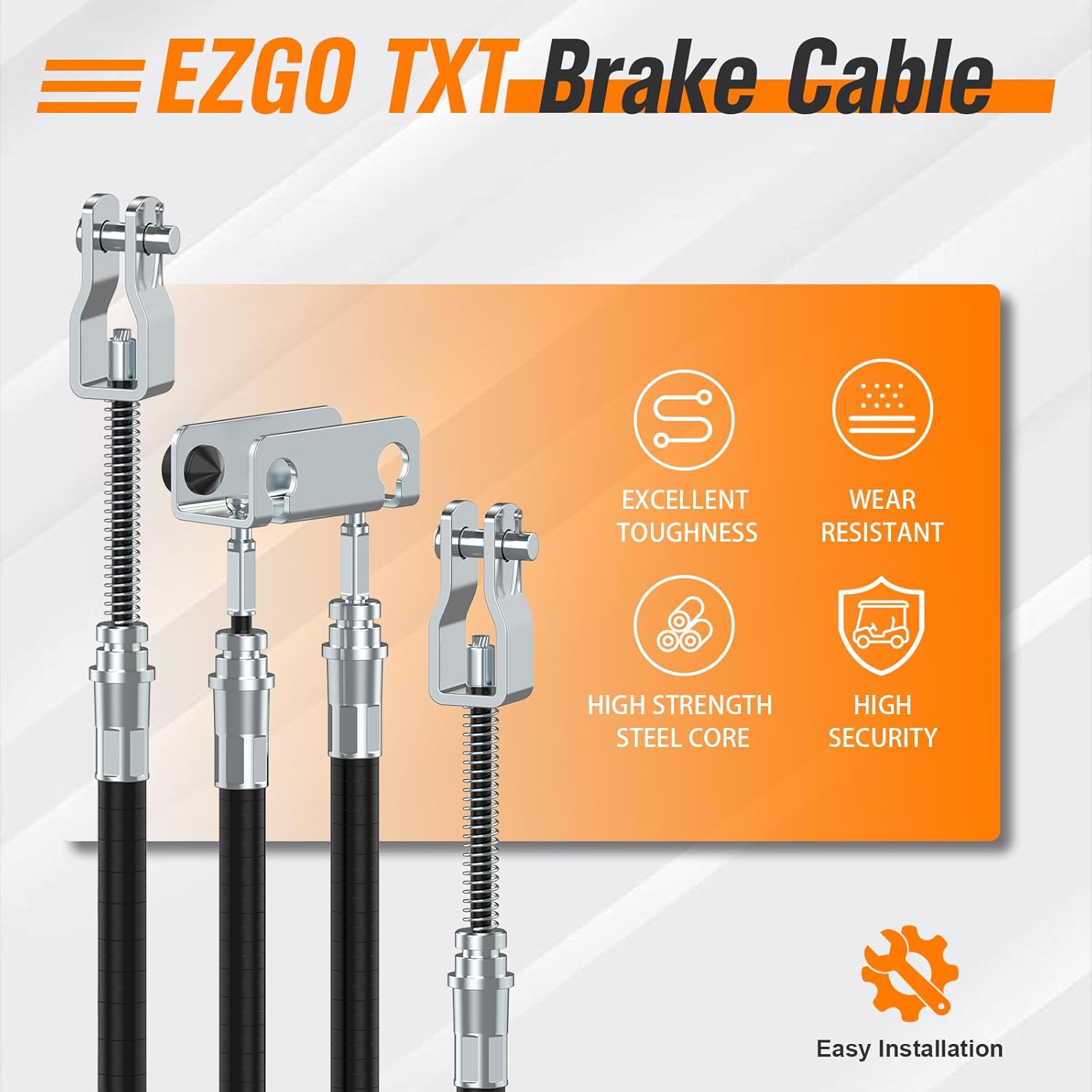 EZGO Brake Cable Set, Golf Cart Driver&Passenger Side Brake Cables for EZGO TXT&Medalist 1994-UP Gas or Electric, OEM# 70716-G03, 70273-G03, 70969-G03