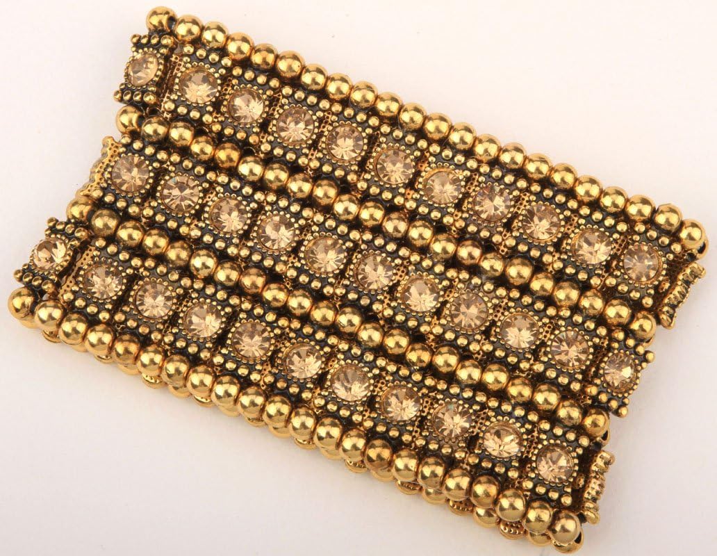 YACQ Women's Multilayer Wide Stretch Cuff Bracelets Fit Various Wrist Sizes - Soft Elastic Band - Lead & Nickle Free - Image 3