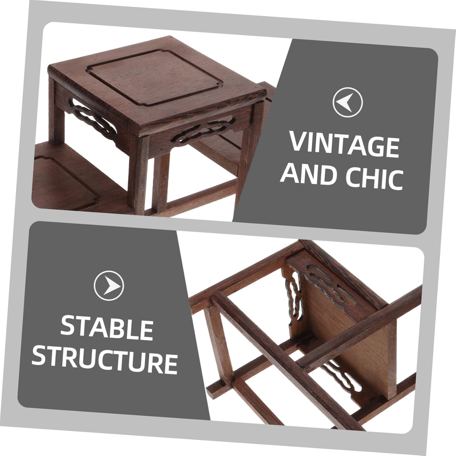 Wooden Display Stand Multiple Shelves Antique Curio Storage Rack for Home Decor Solid Wood Tea Set Display Shelf for Craft Shows and Collectibles