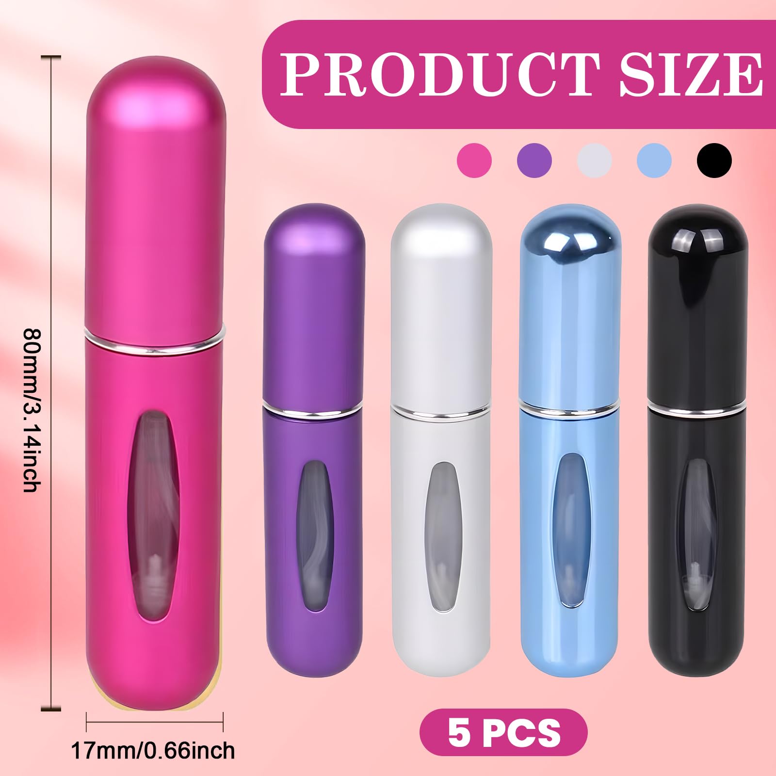 5 piezas 5ML Atomizador Perfume Recargable, Atomizador de Perfume, Mini Botella Rociadora Portátil, Perfume Miniatura Sin Fugas, Ideal para Viajar, Salidas, Citas y Uso Diario — view 2