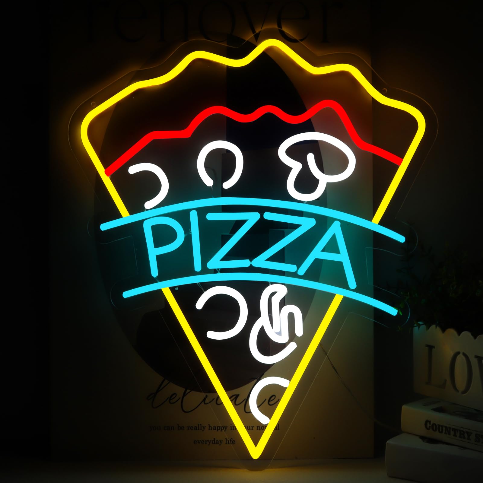 17.7"x21.1" Large Size Pizza Neon Signs for Business，Neon Lights for Pizza Shop Led Business Signs Suitable for Fast Food shops Christmas Birthday Party Gift