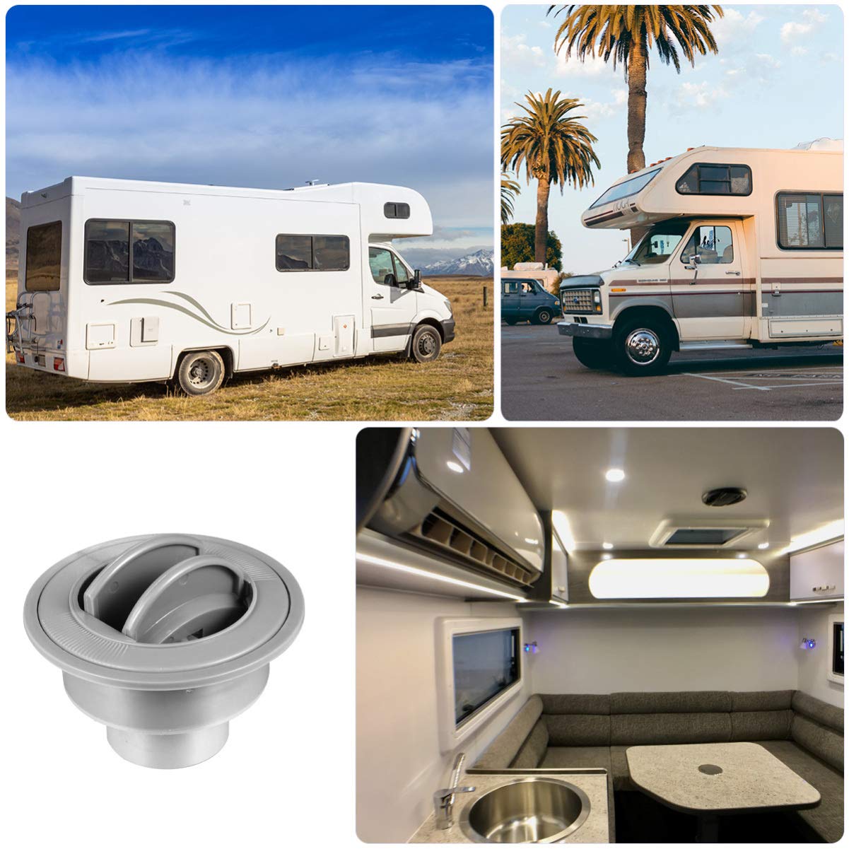 Garneck 2-Pack 60mm Air Vent Deflectors - Round Rotatable AC Outlet For RV, Boat, Bus - View #10