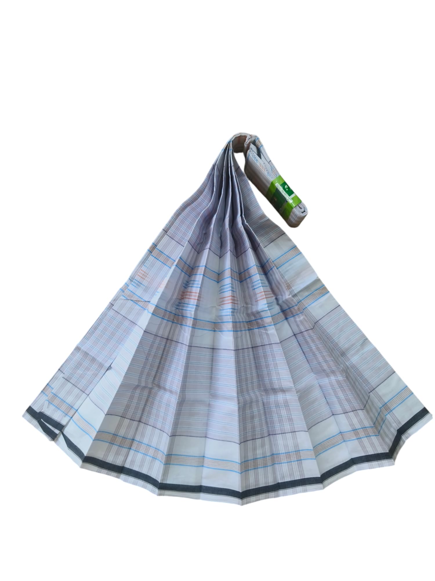 GenericBangladeshi Lungi for Men by Amanat Shah - Pure Cotton White Purple Light Gray Check Design, Perfect for Everyday Wear, Comfortable and Stylish