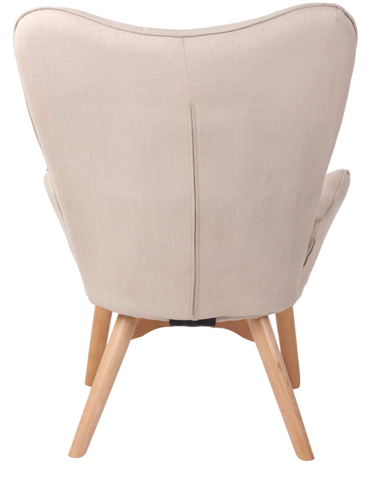 CLP Lounger Durham Mit Stoffbezug I Ohrensessel Mit Buchenholz Gestell I Loungesessel Mit Max. Belastbarkeit Bis 136 kg, Farbe:Creme