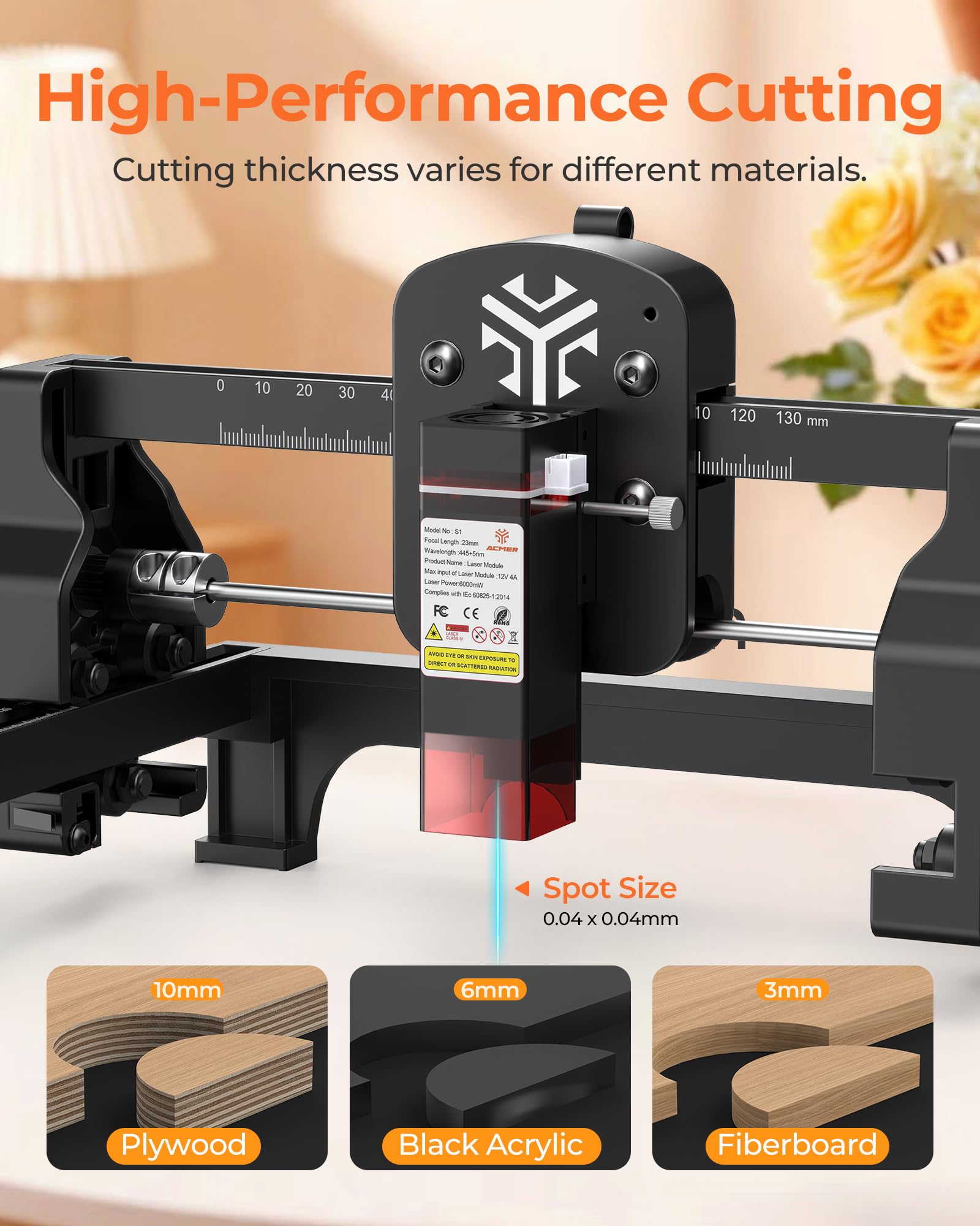 Acmer T1 Macchina per incisioni laser 2.5W, Mini incisore laser portatile, Laserschneider ad alta precisione di 0,01 mm, Area di lavoro 130 X 130 mm, Laser Cutter per legno, pelle, vetro, metallo e