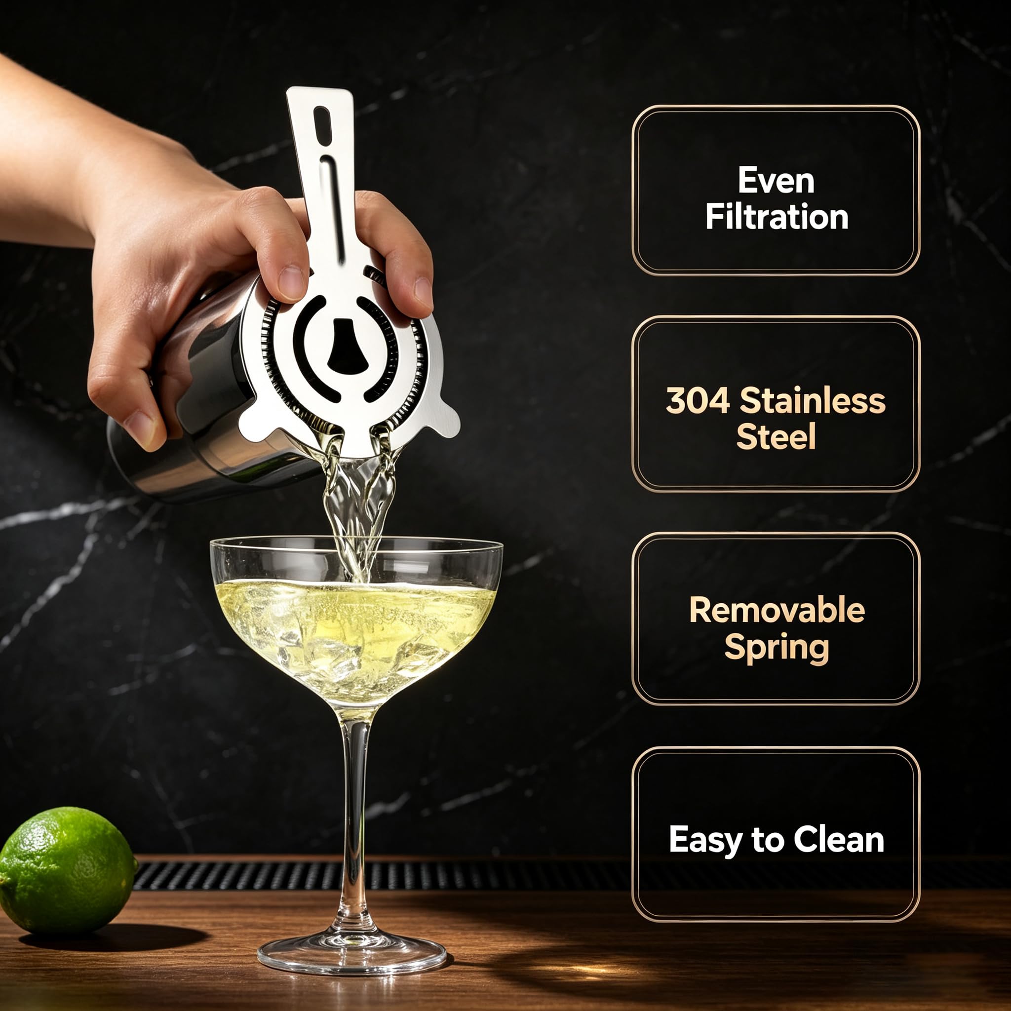 Cocktail Shaker con Supporto &Ricettario, Kit Barman Professionale da 750ml, Acciaio di Qualità Premium da 10pc per Regali per Uomini, Donne, Amanti dei Cocktail, Set da Barista per Feste da Bar