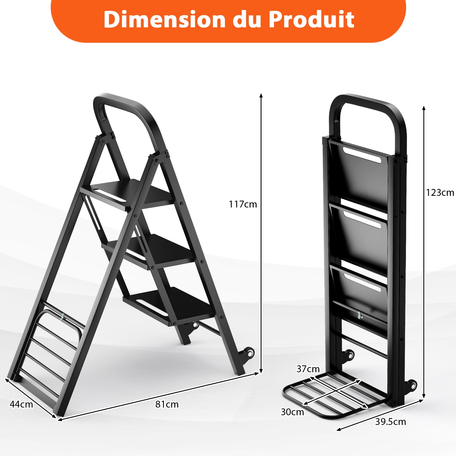 GYMAX Escabeau et Diable 2 en 1, Capacité 250 kg