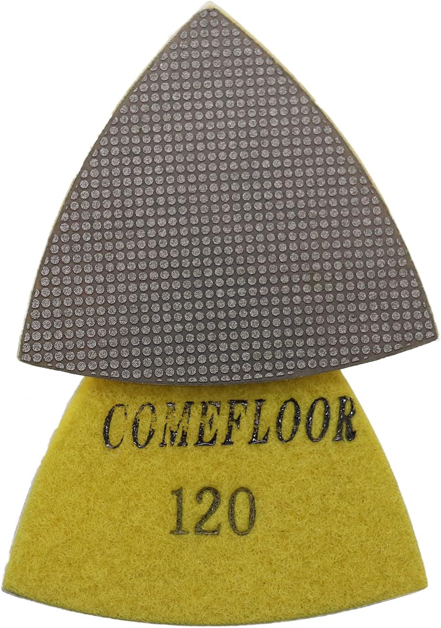 Triangular Diamond Polishing Pads for Corner Edge, Electroplated Sanding Pads for Oscillating Multi-Tools, 3’’(80mm), Grit 60-400, 4PCS