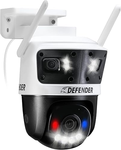 Miniatura 1 de Defender Cámara de seguridad para exteriores, 3 en 1, cámara de visión inteligente 3 en 1, zoom 8X, detección de IA humanavehículo, LED azulrojo,