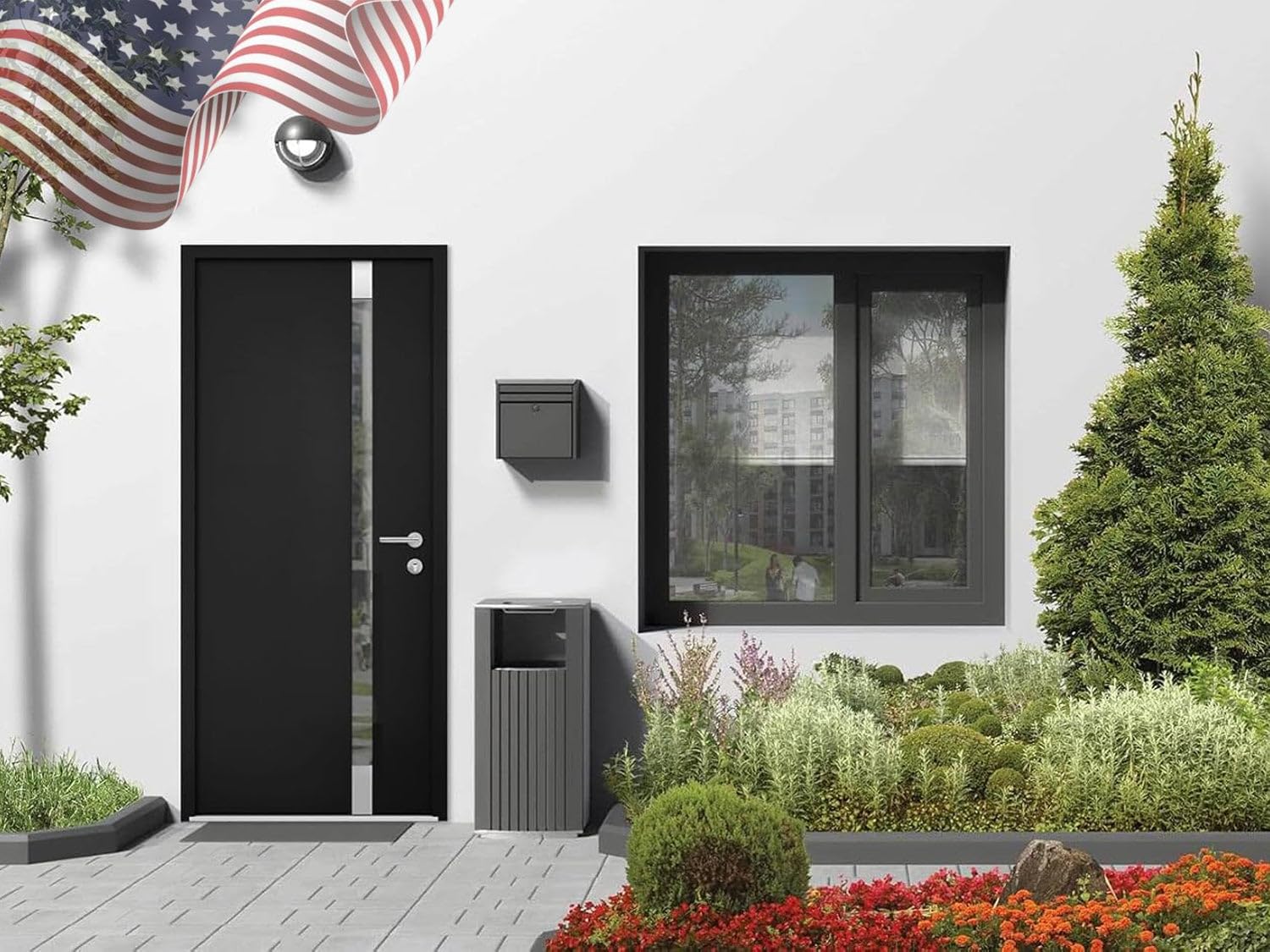 VDOMDOORS Front Exterior Prehung Steel Door/Cynex 6777 Black